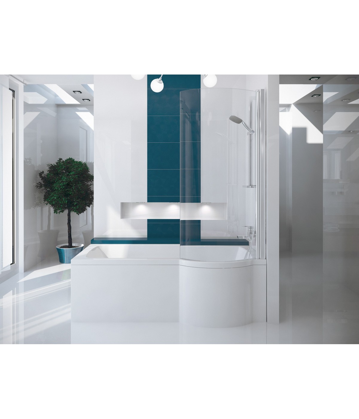 BADEWANNE ECKWANNE 160x70 RECHTS INSPIRO GLASABTRENNUNG Ablaufgarnitur + Füße GRATIS !