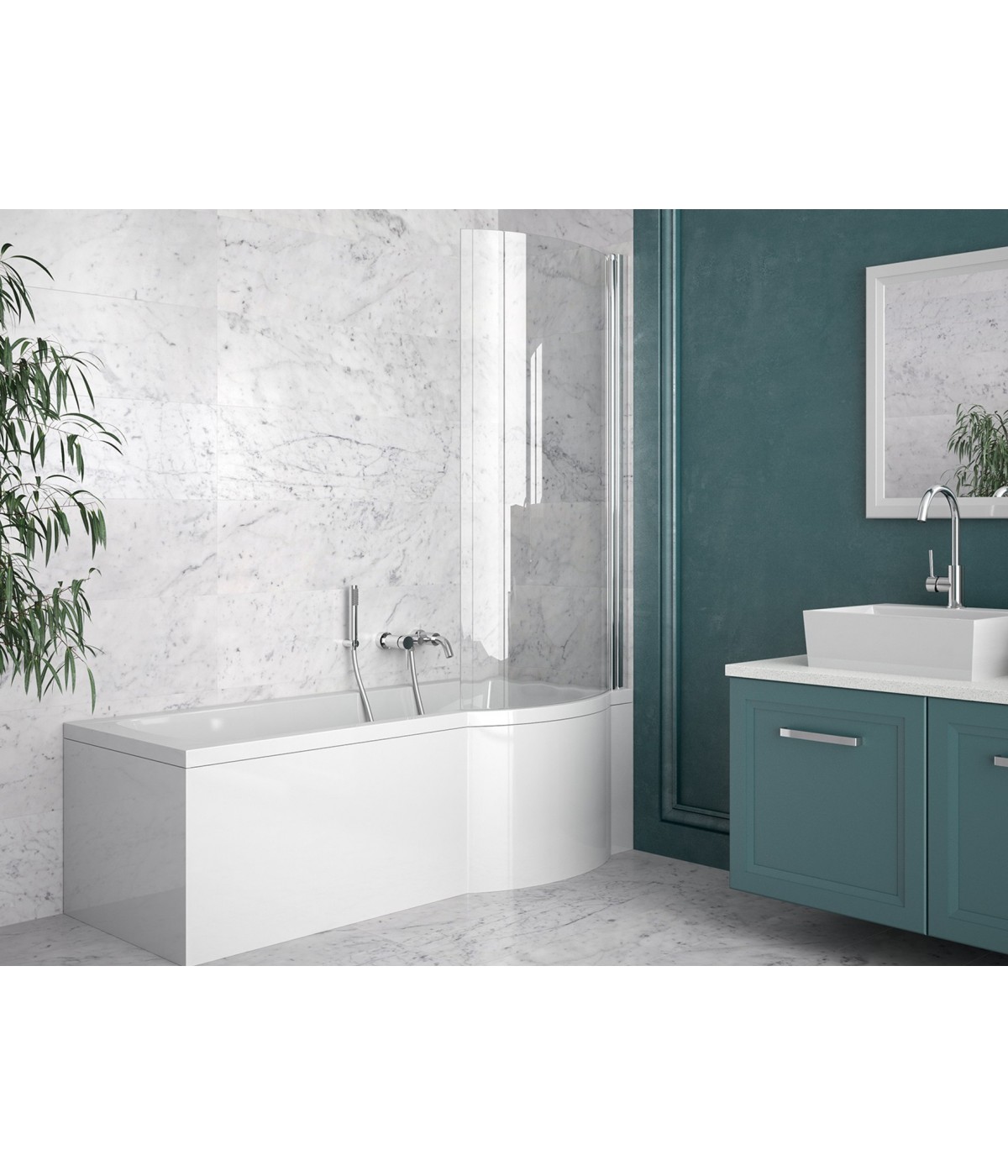 BADEWANNE ECKWANNE 170x70 RECHTS INSPIRO GLASABTRENNUNG Ablaufgarnitur + Füße GRATIS !