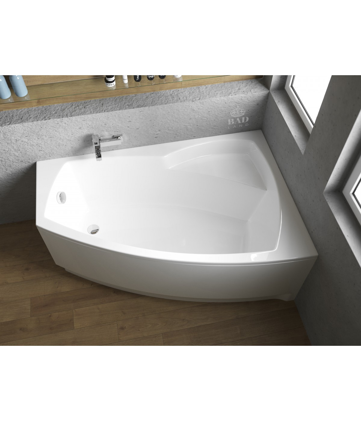 ECKBADEWANNE 140x80 RECHTS FRIDAS Ablaufgarnitur + Füße GRATIS !