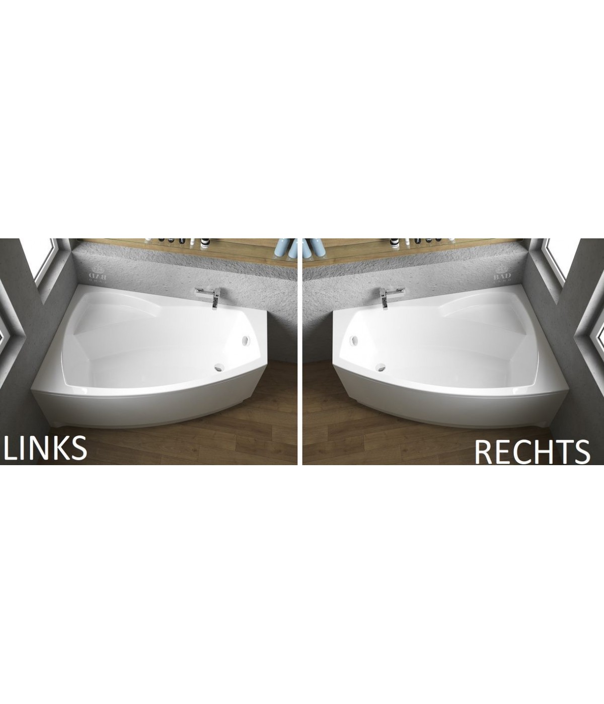 ECKBADEWANNE 140x80 RECHTS FRIDAS Ablaufgarnitur + Füße GRATIS !