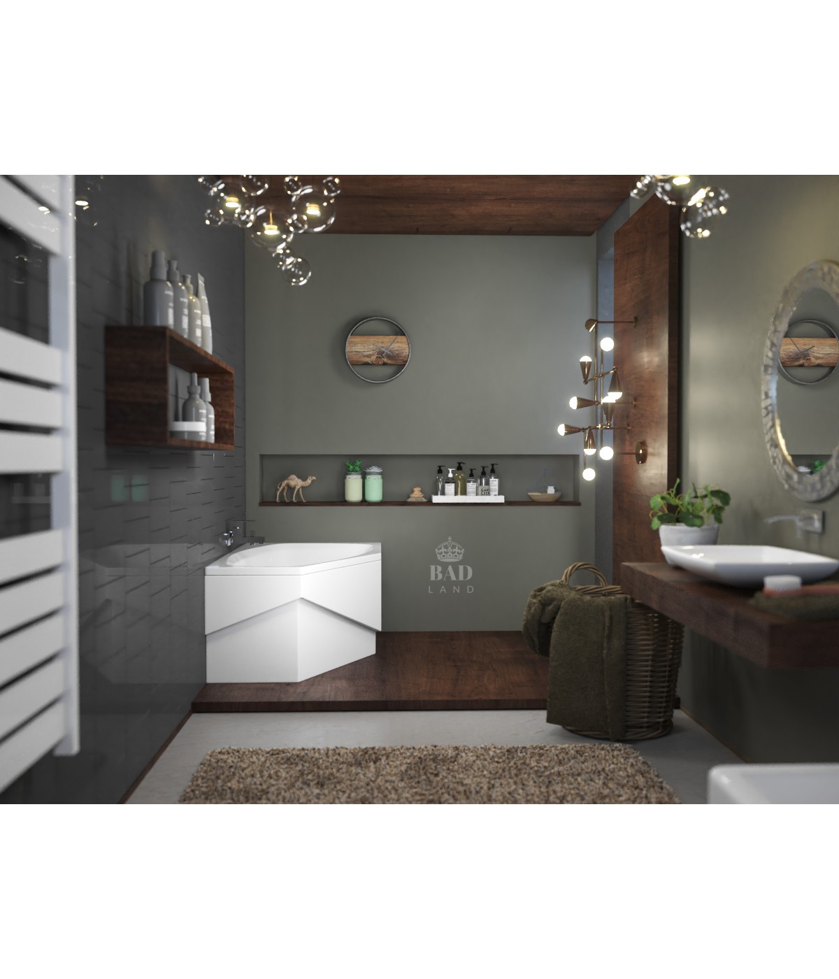 ECKBADEWANNE 140x80 RECHTS MARIKA Ablaufgarnitur + Füße GRATIS !