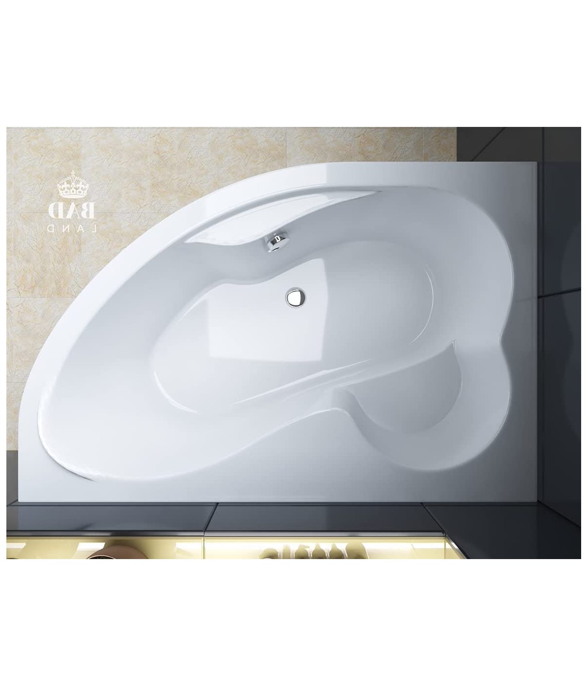 ECKBADEWANNE 160x105 LINKS MEGAZ Ablaufgarnitur + Füße GRATIS !