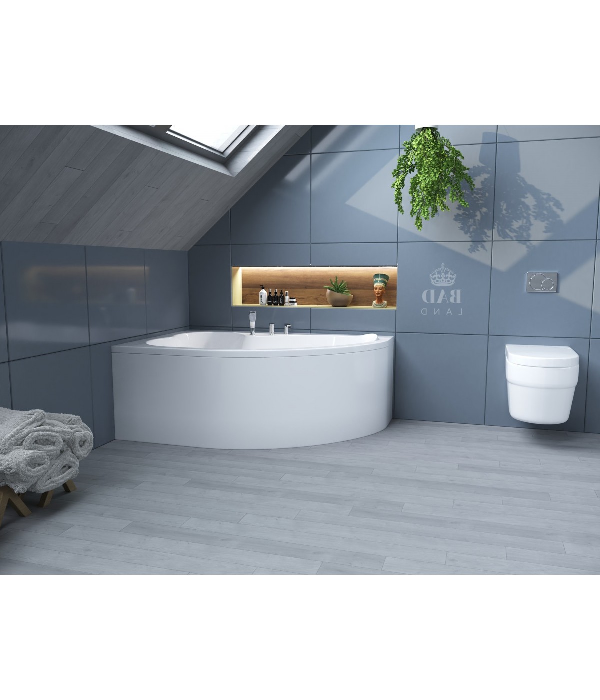 ECKBADEWANNE 160x105 LINKS MEGAZ Ablaufgarnitur + Füße GRATIS !