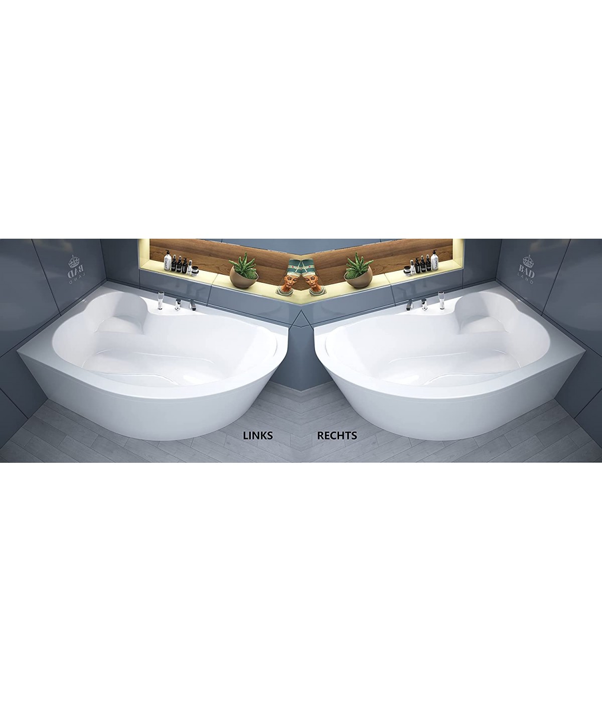 ECKBADEWANNE 160x105 LINKS MEGAZ Ablaufgarnitur + Füße GRATIS !