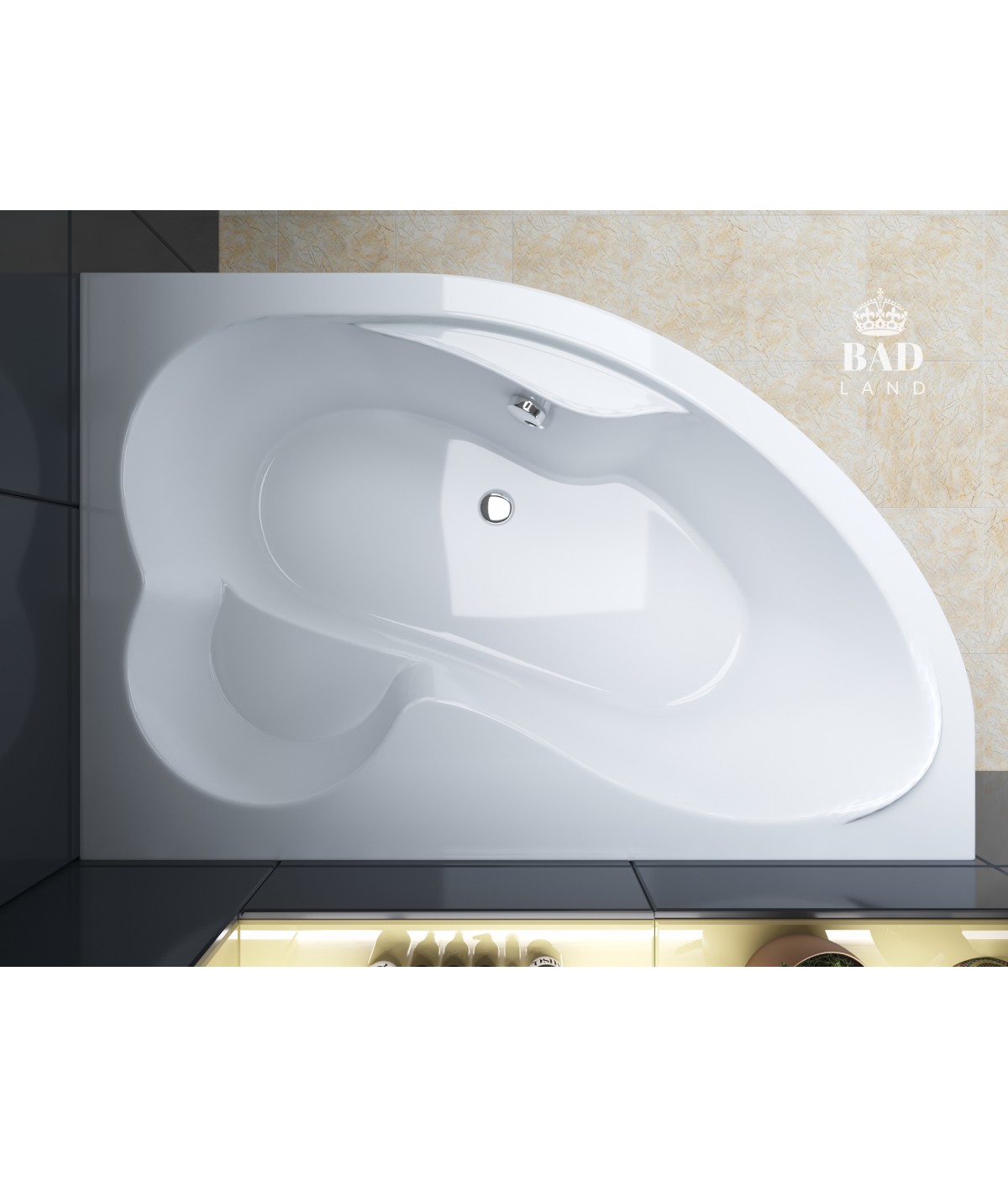 ECKBADEWANNE 160x105 RECHTS MEGAZ Ablaufgarnitur + Füße GRATIS !