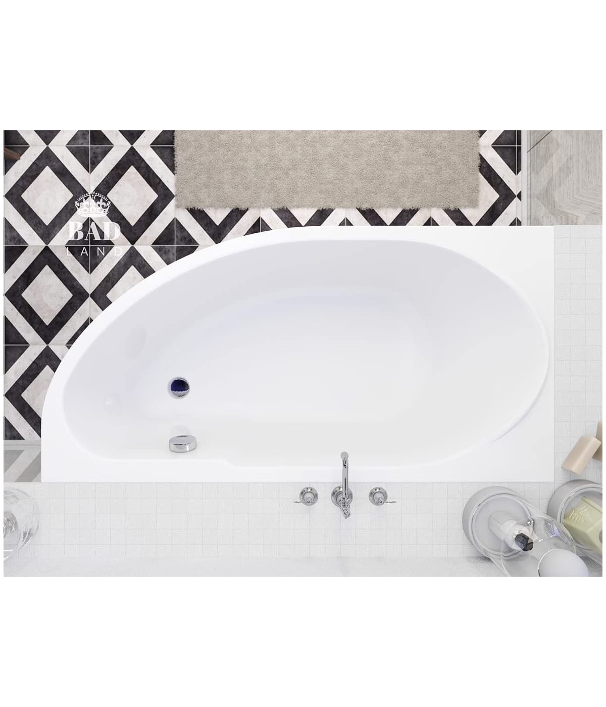 ECKBADEWANNE 140x70 LINKS MIKI Ablaufgarnitur + Füße GRATIS !