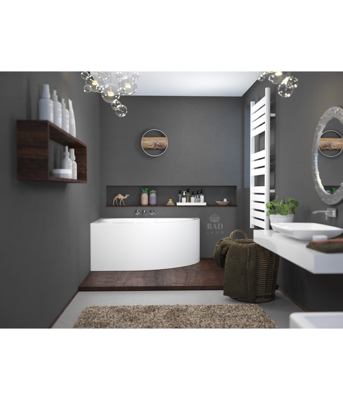 ECKBADEWANNE 130x85 LINKS STANDARDO Ablaufgarnitur + Füße GRATIS !