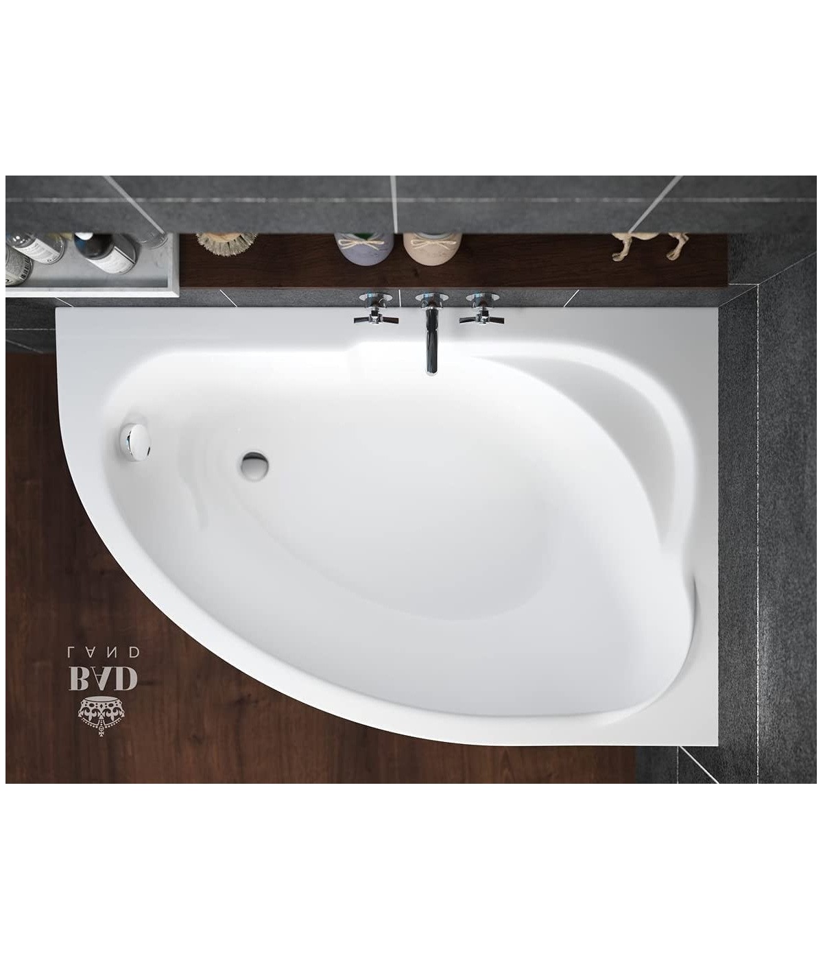 ECKBADEWANNE 130x85 RECHTS STANDARDO Ablaufgarnitur + Füße GRATIS !