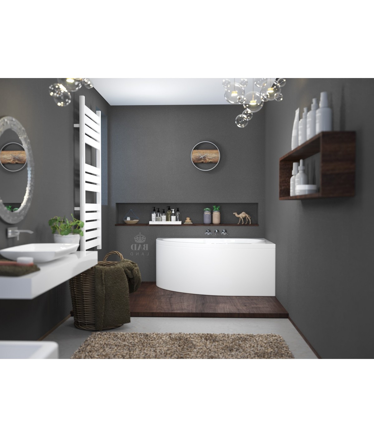 ECKBADEWANNE 130x85 RECHTS STANDARDO Ablaufgarnitur + Füße GRATIS !