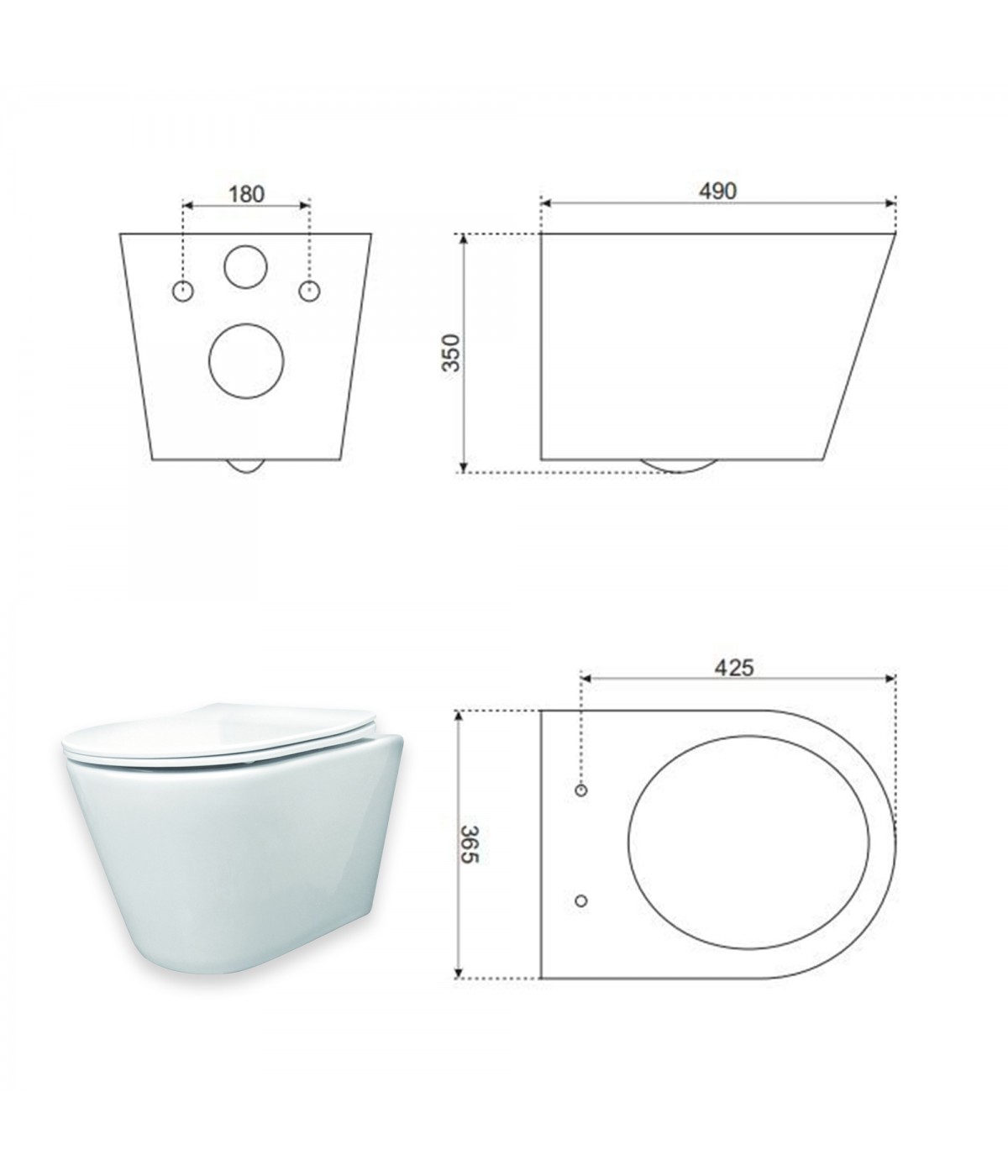WC-Toilette SLIM Soft-Close MILOS Weiß