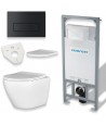 SET: WC-Vorwandelement C201 + WC-Toilette SLIM Soft-Close Desna Weiß + Schallschutzmatte + WC-Betätigungsplatte Chrom