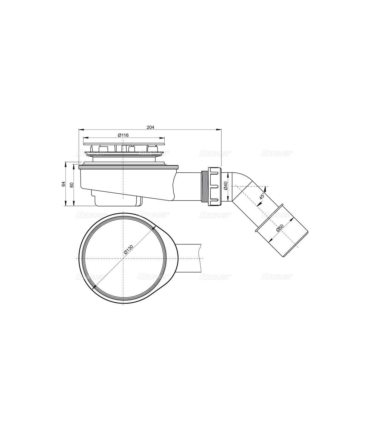 Ablaufgarnitur für Duschwanne Dusche Siphon Ø 90 mm Ablauf flach 60 mm
