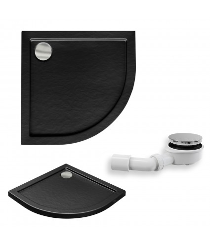 DUSCHWANNE VIERTELKREIS SCHWARZ 80x80x3 ARON Ablaufgarnitur GRATIS !
