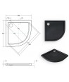 DUSCHWANNE VIERTELKREIS SCHWARZ 80x80x3 ARON Ablaufgarnitur GRATIS !