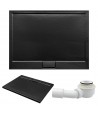 DUSCHWANNE RECHTECK SCHWARZ 120x90 ALPINAS Ablaufgarnitur GRATIS !