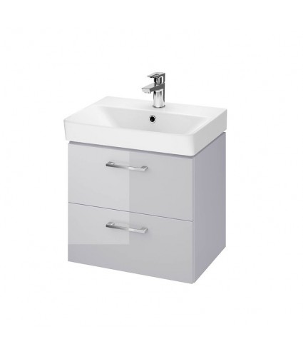 Badmöbel Set LARAZ MILLE SLIM 50 Waschbecken-Unterschrank mit Waschbecken, 2-Schubladen, Grau