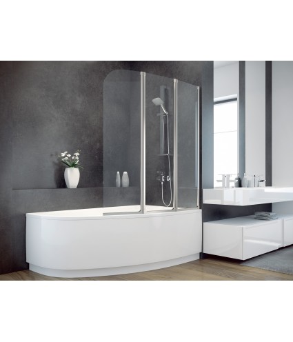 Badewannenabtrennung 3-teilig 123,5x139 AMBITION 3 Glas 4 mm