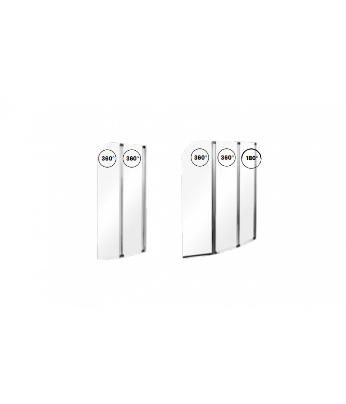 Badewannenabtrennung 3-teilig 123,5x139 AMBITION 3 Glas 4 mm