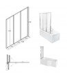 Badewannenabtrennung 3-teilig 130x140 AMBITION PREMIUM Glas 4 mm