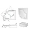 DUSCHWANNE VIERTELKREIS 120x85 LINKS MAXI Ablaufgarnitur und Füße GRATIS !