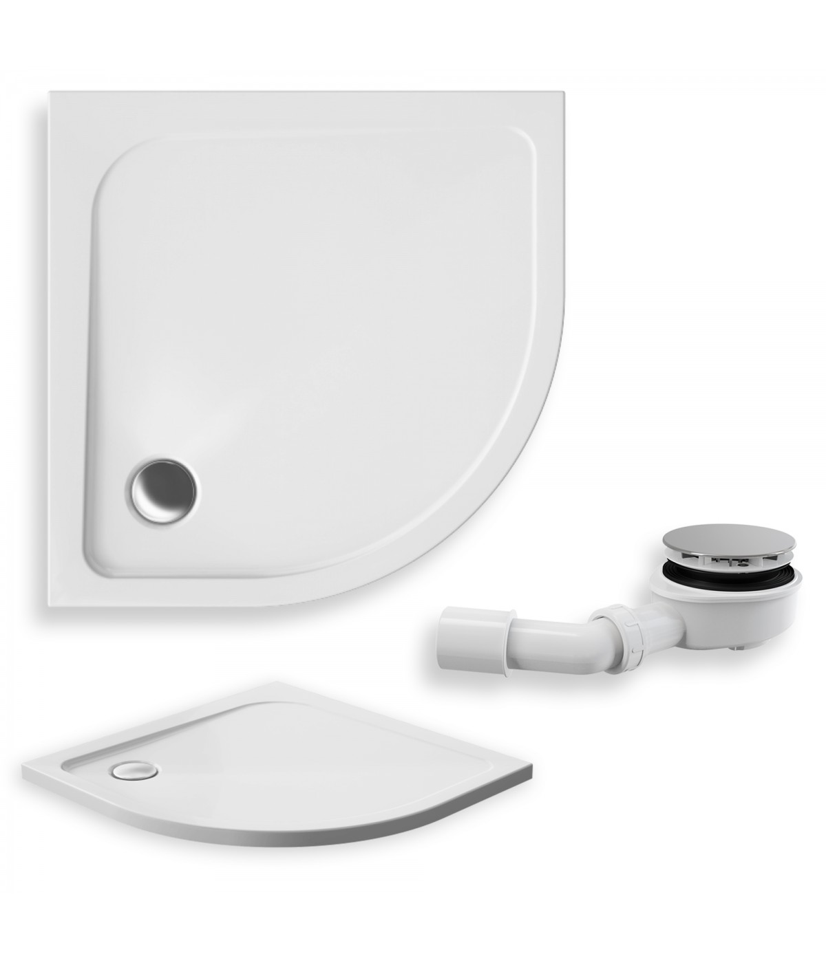 DUSCHWANNE VIERTELKREIS 80x80 PAKO Ablaufgarnitur GRATIS !