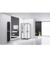 SET: Duschwanne GEOSA + Duschkabine Transparentes Glas 80x80x190 PUNTO Schwarz Quadratisch