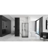 SET: Duschwanne GEOSA + Duschkabine Transparentes Glas 80x80x190 PUNTO Schwarz Quadratisch