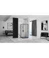 SET: Duschwanne GEOSA + Duschkabine Transparentes Glas 90x90x190 PUNTO Schwarz Quadratisch