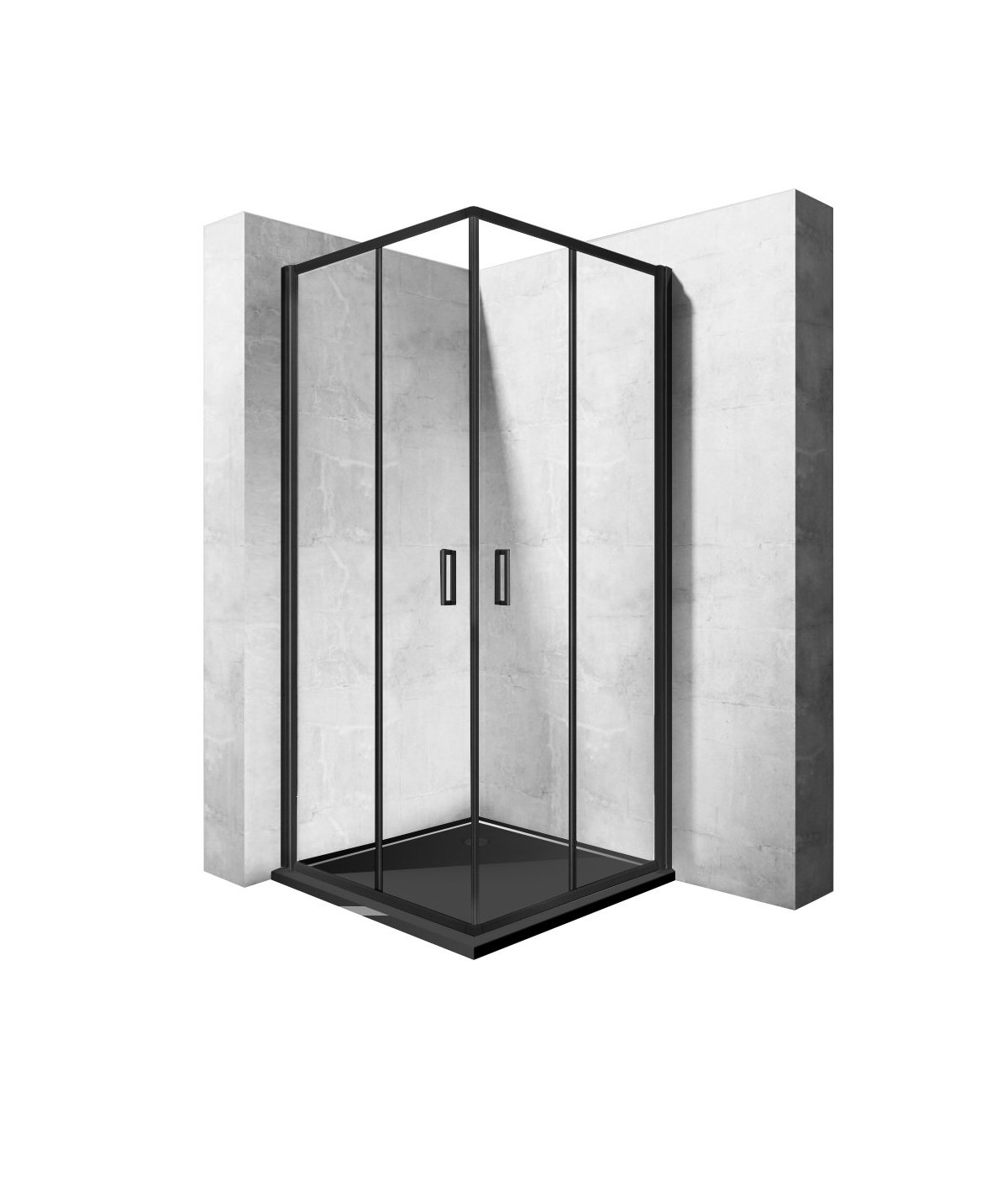 Duschkabine Transparentes Glas 80x80x190 PUNTO Schwarz Quadratisch