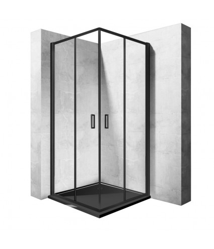 Duschkabine Transparentes Glas 90x90x190 PUNTO Schwarz Quadratisch