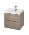 Badmöbel Set CREAZ 60 Waschbecken-Unterschrank mit Waschbecken, 2-Schubladen, Eiche