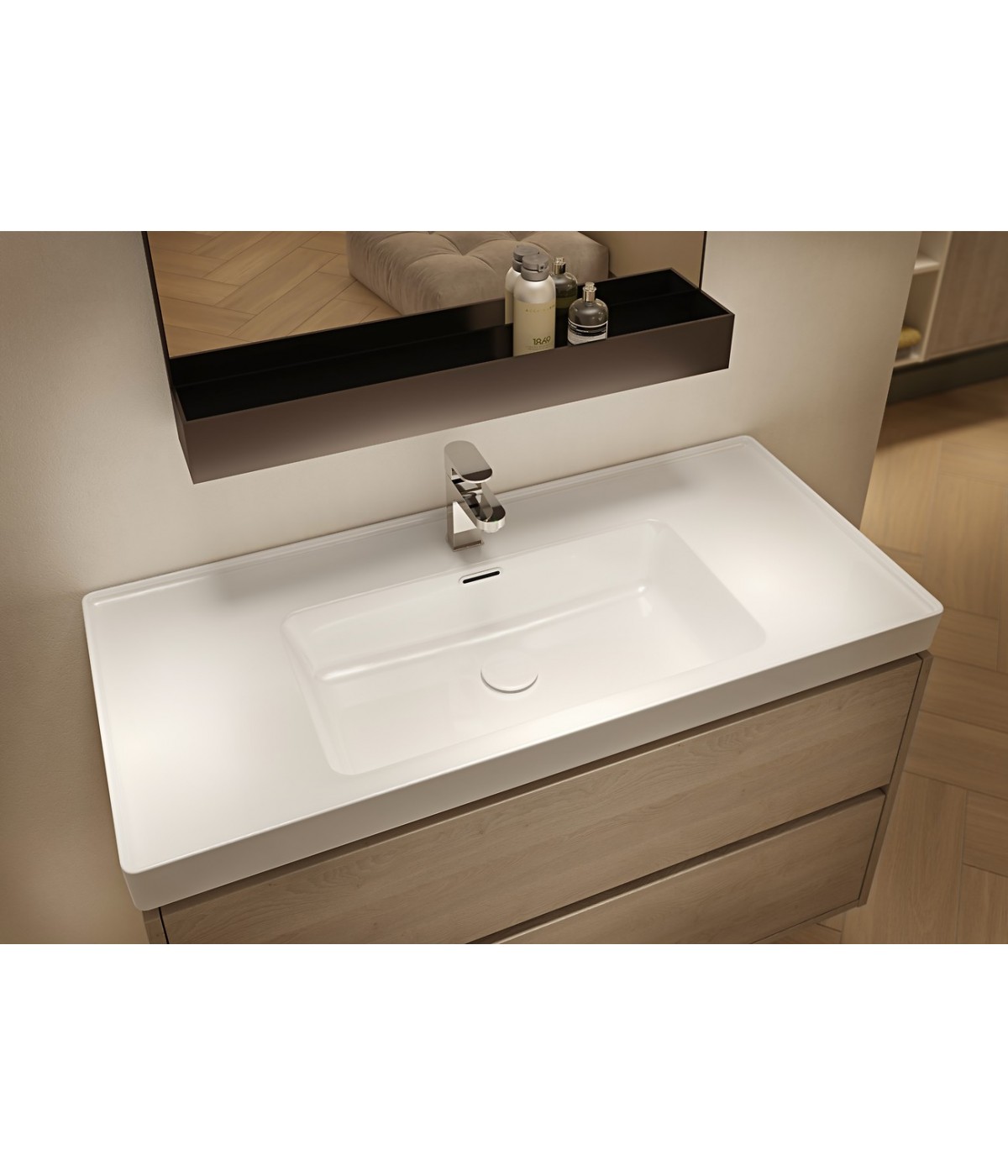 Badmöbel Set CREAZ 60 Waschbecken-Unterschrank mit Waschbecken, 2-Schubladen, Eiche