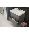 Badmöbel Set CREAZ 60 Waschbecken-Unterschrank mit Waschbecken, 2-Schubladen, Grau Matt
