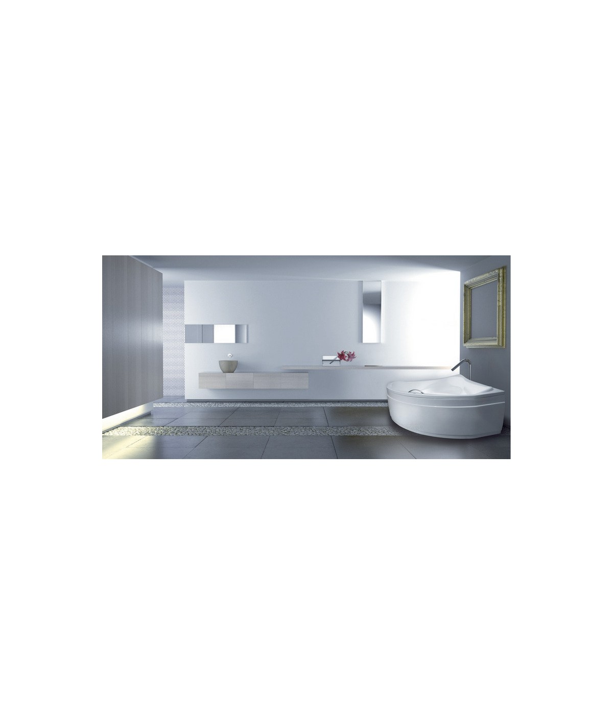 ECKBADEWANNE 134x134 EWAX Ablaufgarnitur + Füße GRATIS !