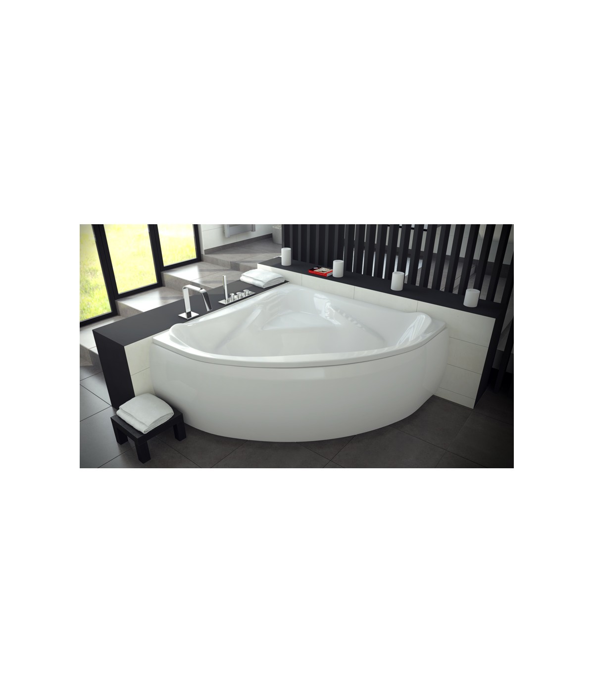 ECKBADEWANNE 134x134 EWAX Ablaufgarnitur + Füße GRATIS !