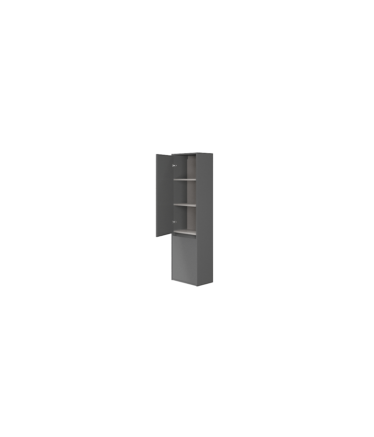 Badezimmer Hochhängeschrank CREAZ 140x40x25 Hochschrank mit 2-Türen, Grau Matt