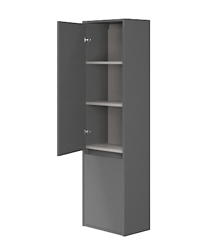 Badezimmer Hochhängeschrank CREAZ 140x40x25 Hochschrank mit 2-Türen, Grau Matt