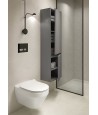 Badezimmer Hochhängeschrank CREAZ 140x40x25 Hochschrank mit 2-Türen, Grau Matt