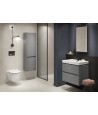 Badezimmer Hochhängeschrank CREAZ 140x40x25 Hochschrank mit 2-Türen, Grau Matt