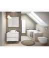 Badezimmer Hochhängeschrank CREAZ 140x40x25 Hochschrank mit 2-Türen, Weiß
