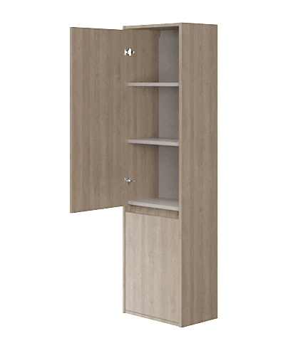 Badezimmer Hochhängeschrank CREAZ 140x40x25 Hochschrank mit 2-Türen, Eiche