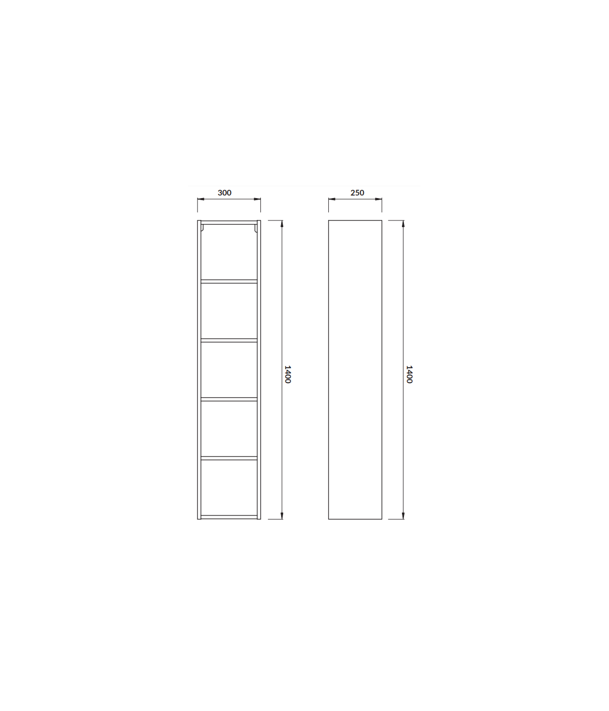 Badezimmer Hochhängeschrank CREAZ 140x30x25 Hochschrank Badregal, Weiß