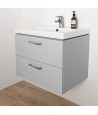 Badmöbel Set LARAZ CITY 60 Waschbecken-Unterschrank mit Waschbecken, 2-Schubladen, Grau