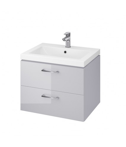 Badmöbel Set LARAZ COMO 60 Waschbecken-Unterschrank mit Waschbecken, 2-Schubladen, Grau