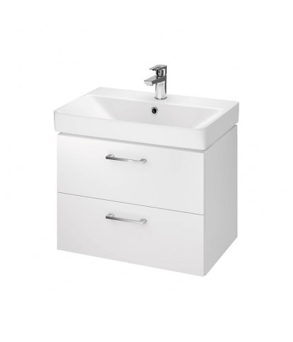 Badmöbel Set LARAZ MILLE SLIM 60 Waschbecken-Unterschrank mit Waschbecken, 2-Schubladen, Weiß