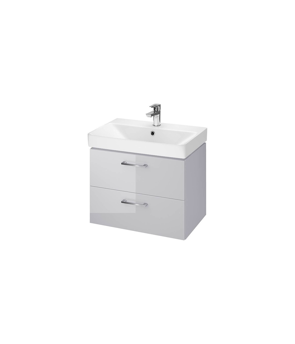 Badmöbel Set LARAZ MILLE SLIM 60 Waschbecken-Unterschrank mit Waschbecken, 2-Schubladen, Grau
