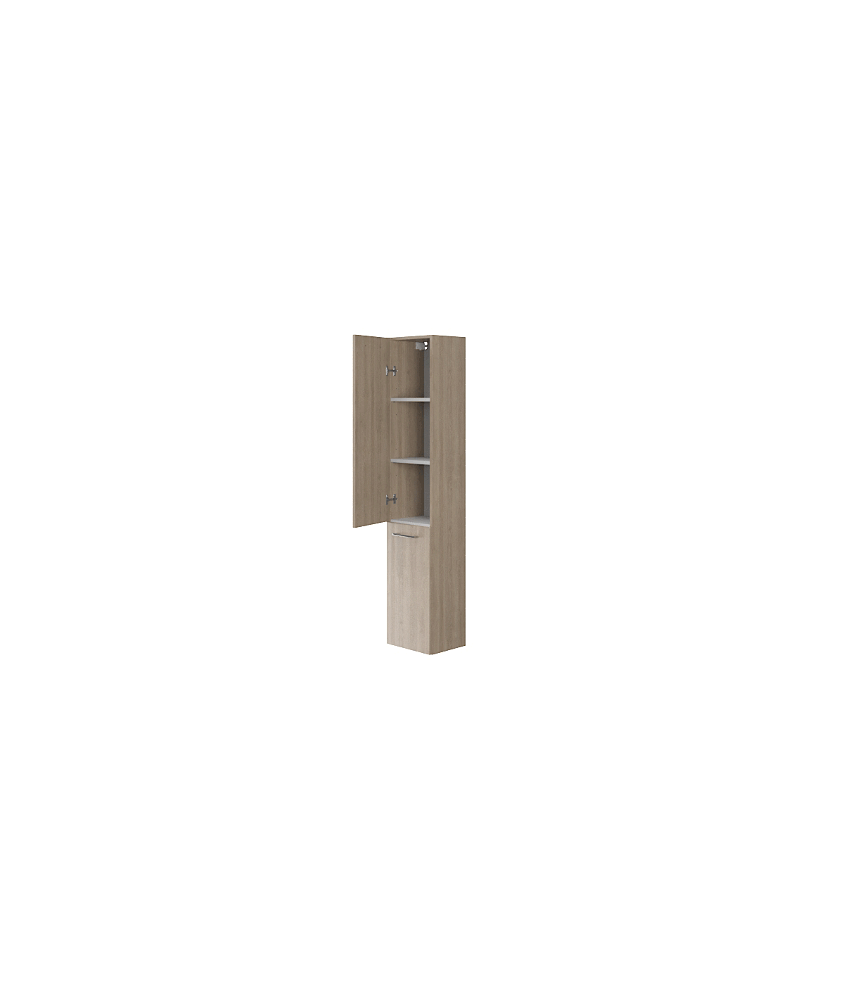 Badezimmer Hochhängeschrank LARAZ 150x30x25 Hochschrank mit 2-Türen, Nussbaum