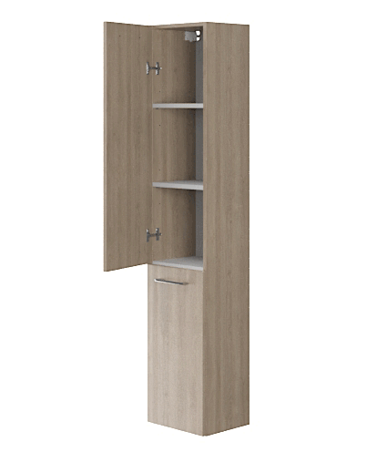 Badezimmer Hochhängeschrank LARAZ 150x30x25 Hochschrank mit 2-Türen, Nussbaum